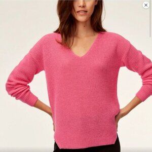 Aritzia Wilfred Free | WOLTER SWEATER WAFFLE KNIT V-NECK 100% Merino Wool | XS